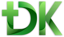 Stylized green TDK letters logo