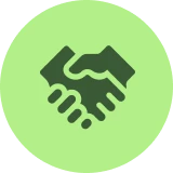 Handshake icon on green circle background