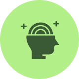 Head with rainbow and plus signs