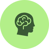 Silhouette head with brain icon