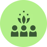 Three people with plant symbol