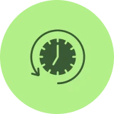 Time rewind icon on green background