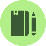 Stationery symbol in green circle